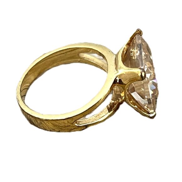 Champagne Cubic Zirconia Gold-Finished Ring Square Crystal Ladies Jewelry Sz 7 - Picture 6 of 7